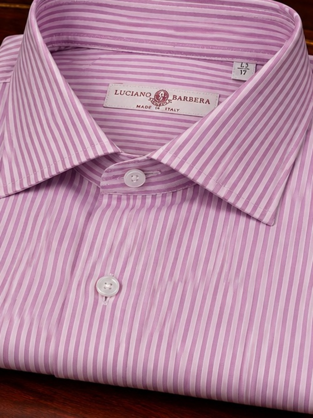 Luciano Barbera Lavender and White Striped Dress Shirt